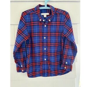 Burberry Boy's Blue Red Plaid Long Sleeve Button Down Shirt Size 6Y